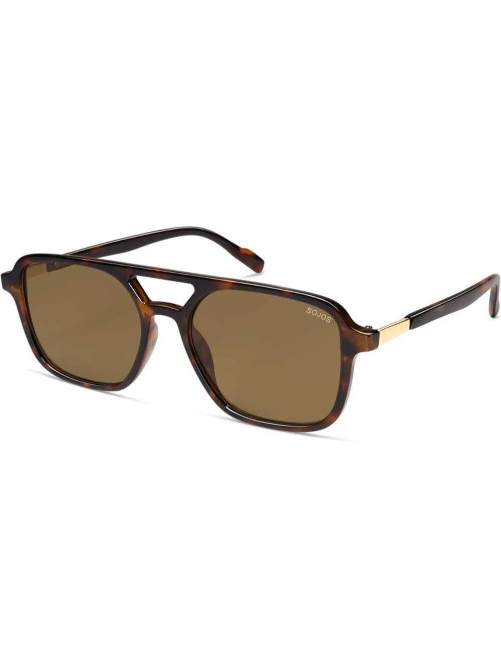 Women's Coffee Tortoise Trendy Rectangle Retro Aviator Sunglasses Elegant Design